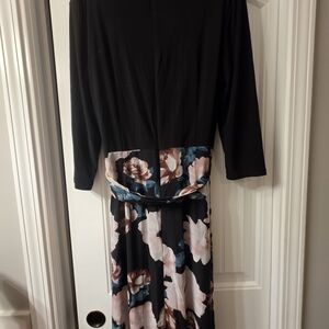 Leslie Faye Elegant Black Floral Women's Dress Size 16